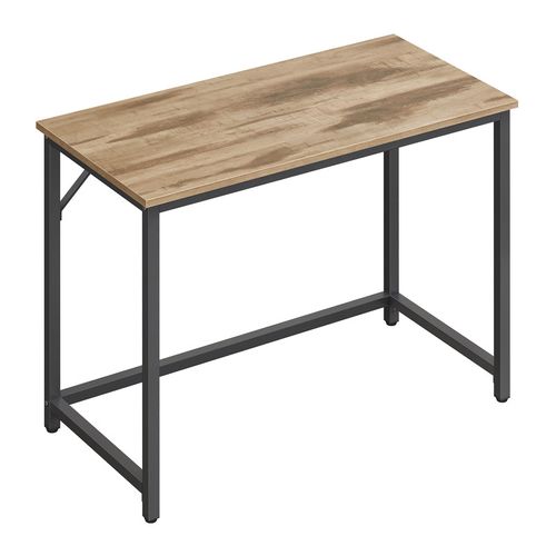 Bureau D'ordinateur, 100 X 50 X 76 Cm, Salon, Bureau Informatique, Marron Camel Et Noir D’encre