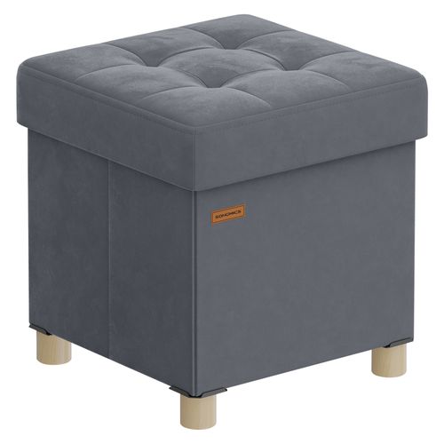 Tabouret De Rangement, Cube Pliable, 38 X 38 X 40 Cm, Pouf, Repose-pieds, 37 L, Gris Ardoise