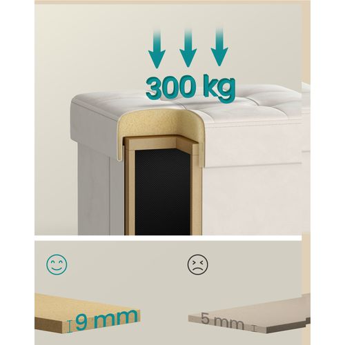 Tabouret De Rangement, Cube Pliable, 38 X 38 X 40 Cm, 37 L, Surface En Velours, Beige Cappuccino