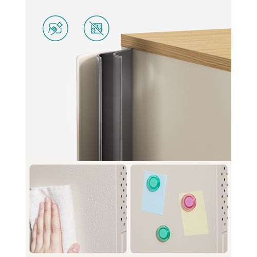 Buffet, En Métal, Double Porte, Fermeture Magnétique, 40 X 80 X 76 Cm, Beige Sable Et Beige Naturel