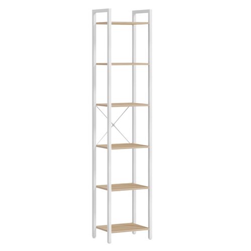 Étagère 6 Niveaux, Pour Bureau, Salon, Chambre, 30 X 40 X 187,5 Cm, Style Industriel, Beige Et Blanc