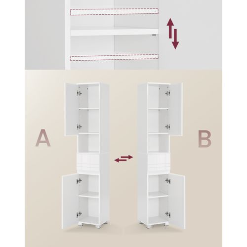 Lot De 4, Meuble De Salle De Bain, Meuble Sous Lavabo, Meuble De Toilettes, Armoire Murale, Blanc