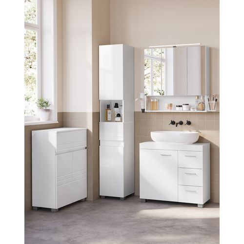 Lot De 4, Meuble De Salle De Bain, Meuble Sous Lavabo, Meuble De Toilettes, Armoire Murale, Blanc