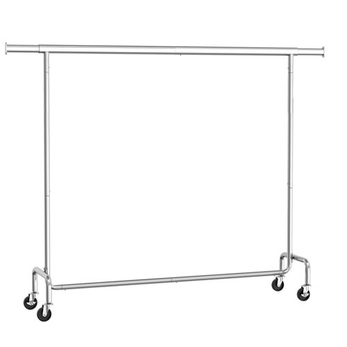 Portant à Vêtements Avec Roulettes, Tringle Extensible, 45 X (160-200) X 162,9 Cm, Argent