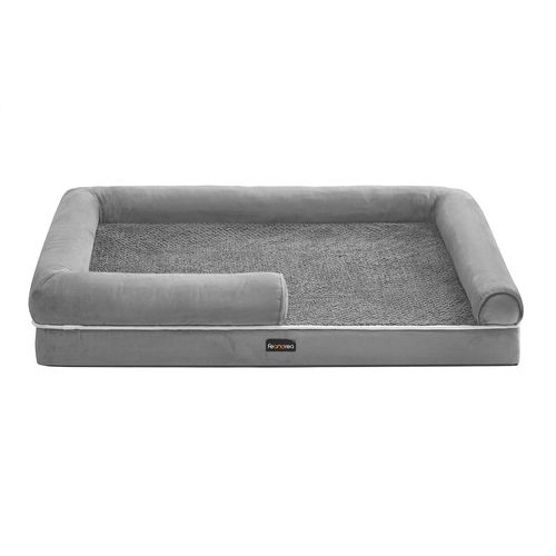 Panier Pour Chien, Bords Rehaussés, Housse Amovible Et Lavable, 120 X 85 X 20 Cm, Gris Clair