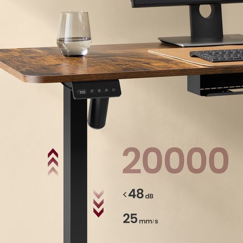 Bureau Électrique Réglable En Hauteur, Table D’angle En L, 140 X 160 Cm, Marron Et Noir