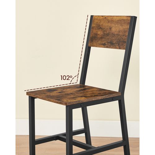 Chaise Salle à Manger Lot De 4, Cadre En Acier, Style Industriel, Marron Rustique Et Noir D'encre