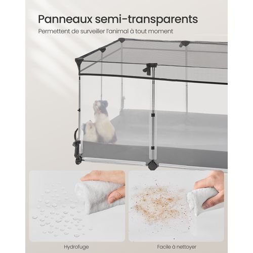 Enclos Pour Petits Animaux, Panneaux Semi-transparents, Toile Respirante, Tapis Imperméable, Blanc