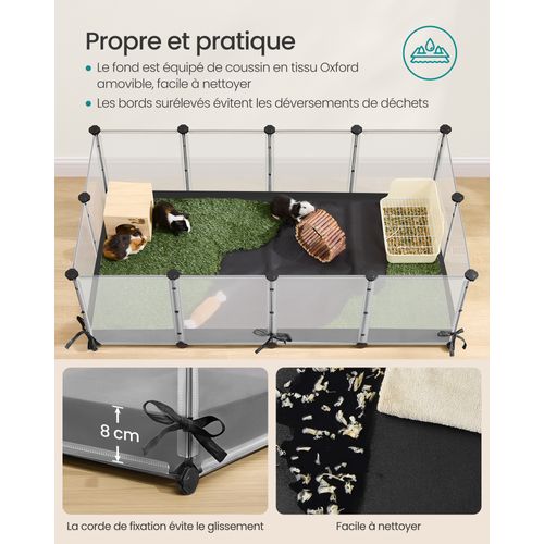 Enclos Pour Petits Animaux, Panneaux Semi-transparents, Toile Respirante, Tapis Imperméable, Blanc