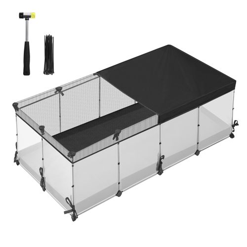 Enclos Pour Petits Animaux, Panneaux Semi-transparents, Toile Respirante, Tapis Imperméable, Blanc