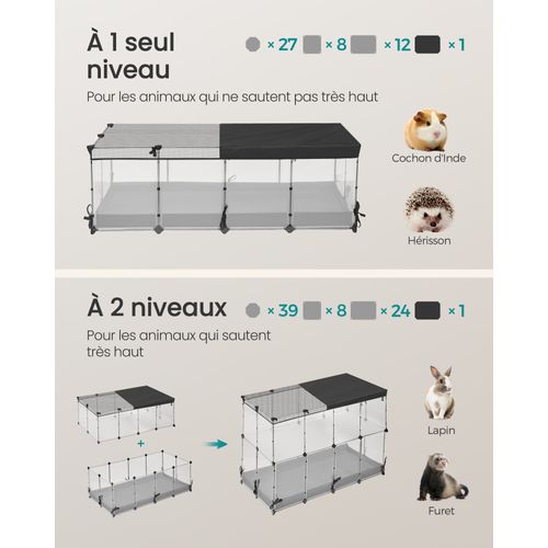 Enclos Pour Petits Animaux, Panneaux Semi-transparents, Toile Respirante, Tapis Imperméable, Blanc