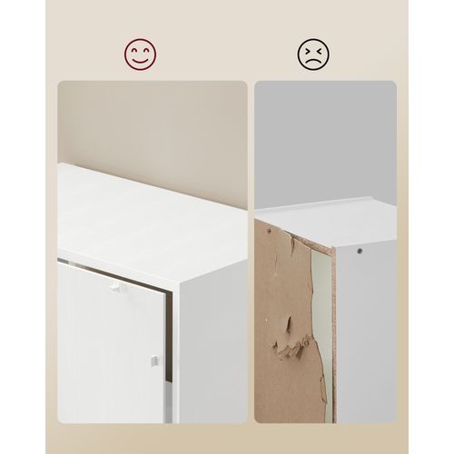 Bibliothèque, Étagère Haute Sur 6 Niveaux, Avec Portes, 24 X 60 X 175 Cm, Blanc Nuage