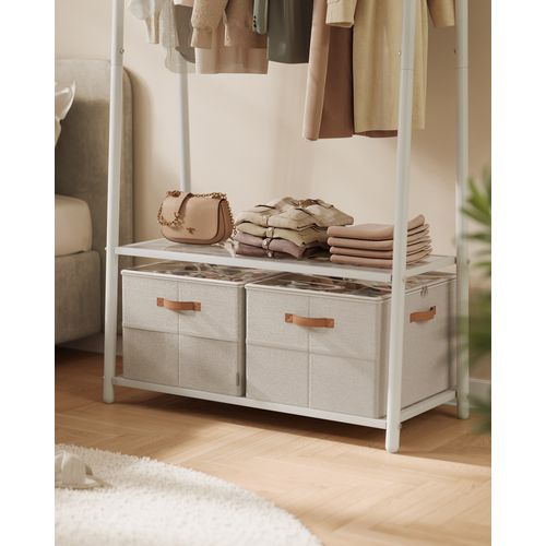 Organiseur De Chaussures, Pour 16 Paires, Avec Poignées, Couvercle Transparent, Modulable, Beige