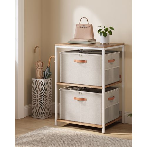 Organiseur De Chaussures, Pour 16 Paires, Avec Poignées, Couvercle Transparent, Modulable, Beige