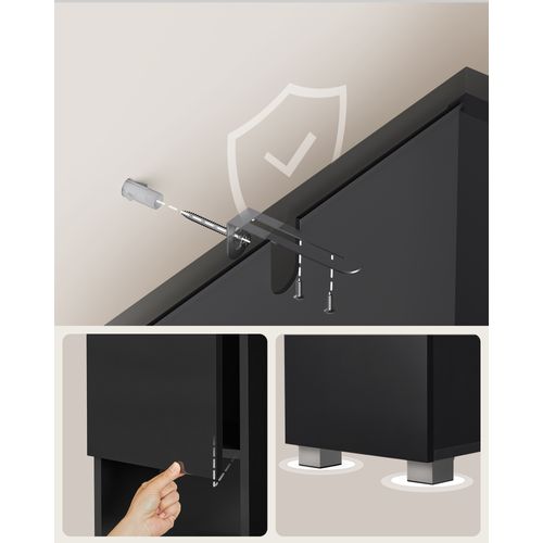 Colonne De Salle De Bain, Avec Tiroir, Étagères Réglables, Compartiments, 30 X 30 X 170 Cm, Noir