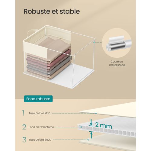 Boîtes De Rangement, Lot De 3, Taille Moyenne, Filet De Nylon Transparent, 40 X 30 X 25 Cm, Poignées