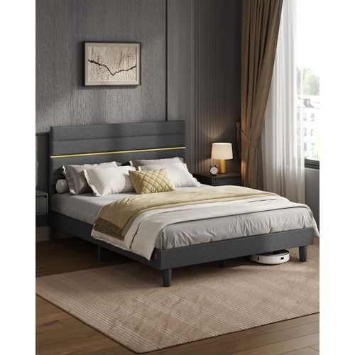 Lit Double Adulte, 160 X 200 Cm, Gris