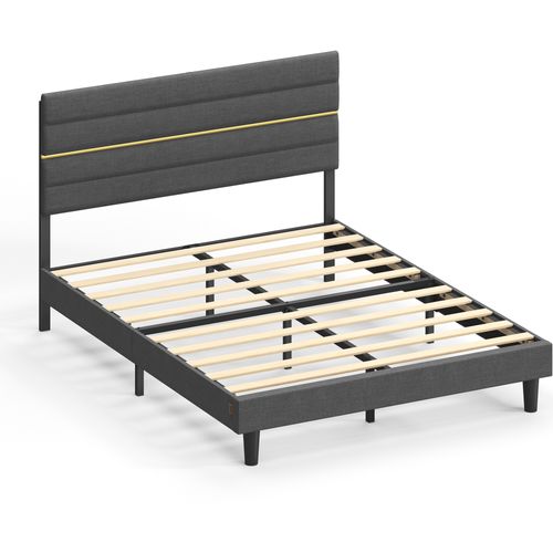 Lit Double Adulte, 160 X 200 Cm, Gris