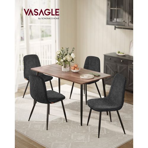 Chaises De Salle à Manger, Lot De 4, Pieds Réglables, Tissu Chenille, Pu Texturé Glacé, Gris Ardoise