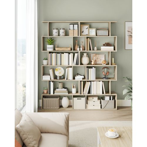 Bibliothèque, Étagère à 6 Niveaux, 24 X 70 X 191.6 Cm, Cloison Séparateur, Beige Naturel