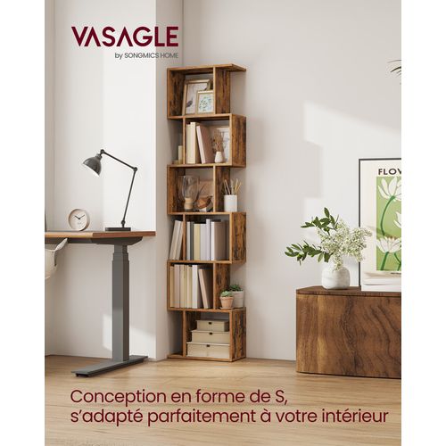 Bibliothèque à 6 Niveaux, 24 X 40 X 191 Cm, Cloison Séparateur, Moderne, Marron Rustique