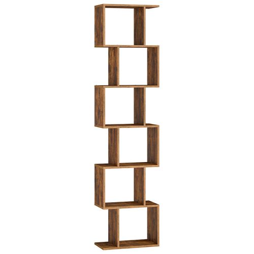 Bibliothèque à 6 Niveaux, 24 X 40 X 191 Cm, Cloison Séparateur, Moderne, Marron Rustique