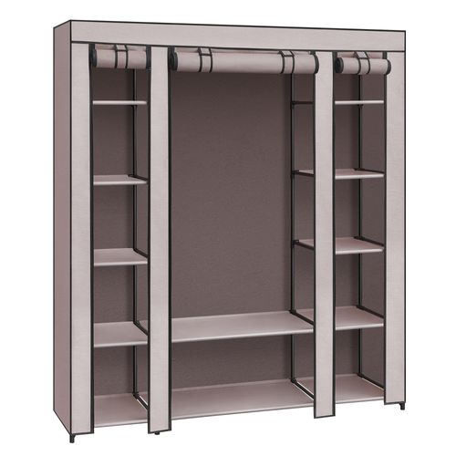Armoire En Tissu Portable, 45 X 150 X 175 Cm, 12 Compartiments, Structure En Métal, Rose Poussiéreux