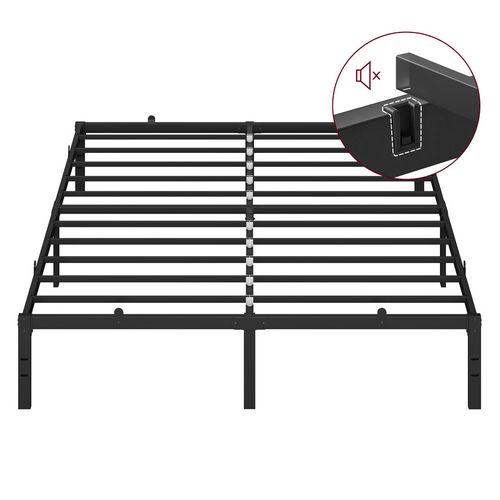 Cadre De Lit Double, 160 X 200 Cm, Cadre En Métal, Espace De Rangement Au Dessous