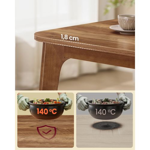 Table De Salle à Manger, Plateau Extensible, Capacité De Charge De 120 Kg, Design Épuré, Marron Miel