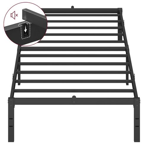 Cadre De Lit Simple, 90 X 190 Cm, Cadre En Métal, Espace De Rangement Au Dessous