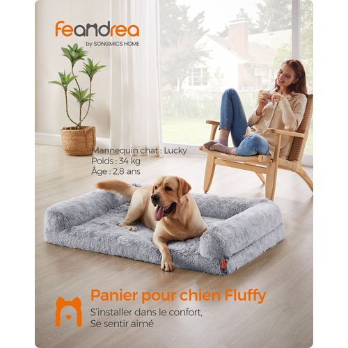 Panier Pour Chien, Taille XXL, Pour Chiens De Grande Taille, 122 X 85 X 19 Cm, Gris Ombré