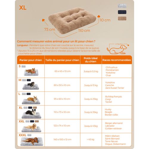 Panier Pour Chien, Canapé, Lit Pour Animaux, 110 X 73 Cm, Rembourrage Moelleux, Lavable