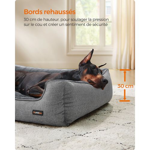 Panier Pour Chiens, Lit Pour Animaux, Taille XXL Pour Grands Chiens, 120 X 90 X 30 Cm, Gris