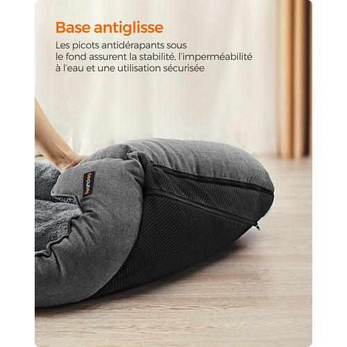 Panier Pour Chiens, Lit Pour Animaux, Taille XXL Pour Grands Chiens, 120 X 90 X 30 Cm, Gris