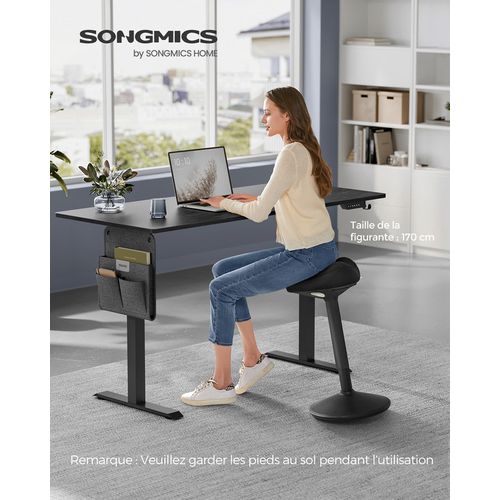 Tabouret Dynamique, Tabouret Assis-debout, Siège Bascule à 360°, Hauteur Réglable 58-83 Cm, Noir