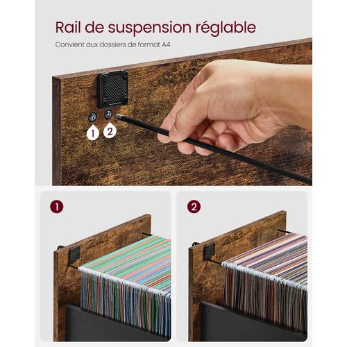 Caisson De Bureau à 3 Tiroirs, Meuble De Rangement De Document, Marron Rustique Et Noir