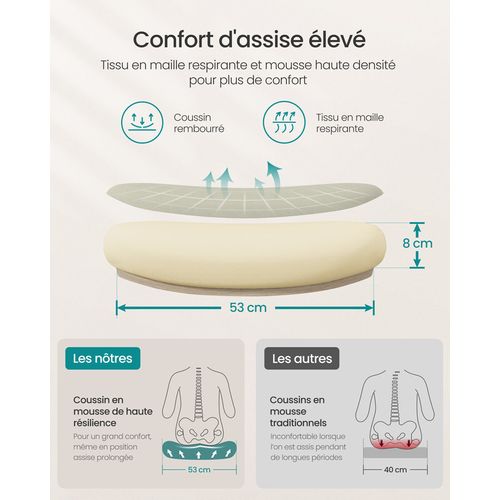 Chaise Bureau Ergonomique, Tissu En Maille, Support Lombaire, Mécanisme à Bascule, Beige Avoine