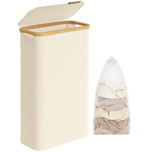 Panier à Linge Mince Avec Couvercle, 65l, Doublure En Maille Amovible, Tissu Oxford