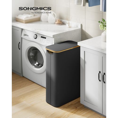 Panier à Linge Mince Avec Couvercle, 65l, Pliable, 42 X 22,5 X 70,5 Cm, Noir D'encre