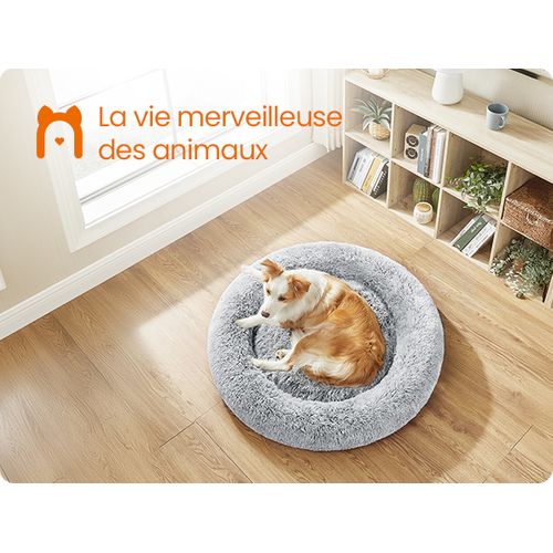 Panier Pour Chien, Lit Ronde En Forme De Beignet, Ø100 Cm, Gris Ombré