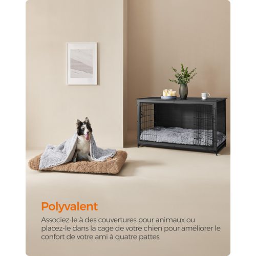 Panier Pour Chien, Canapé, Lit Pour Animaux, 140 X 100 Cm, Rembourrage Moelleux, Gris Ombré