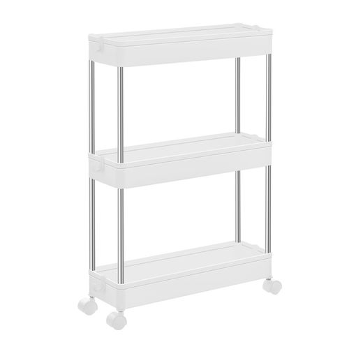 Chariot, Chariot De Cuisine à 3 Niveaux, Étagère De Cuisine, Avec 6 Crochets, Salle