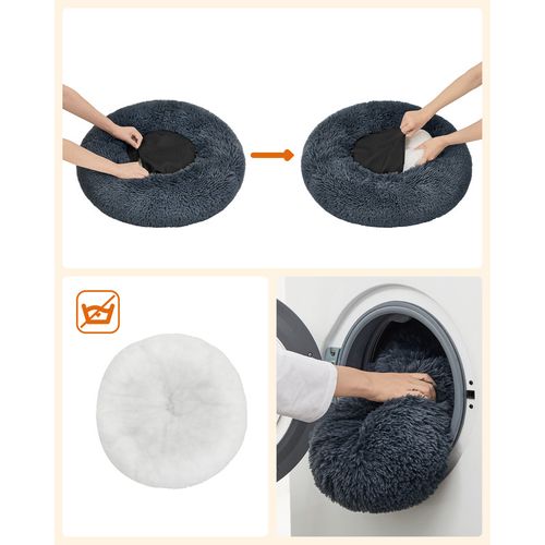 Panier Pour Chien, Lit Ronde En Forme De Beignet, Canapé, Ø60 Cm, Gris Foncé