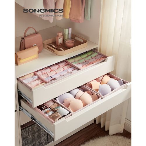 Lot De 8 Séparateurs De Tiroirs, Organiseur De Sous-vêtements Pliables, Rose