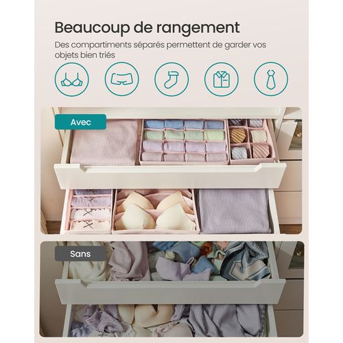 Lot De 8 Séparateurs De Tiroirs, Organiseur De Sous-vêtements Pliables, Rose