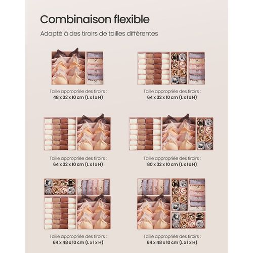 Lot De 8 Séparateurs De Tiroirs, Organiseur De Sous-vêtements Pliables, Rose