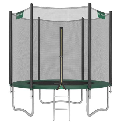 Trampoline Ø 244 Cm Pour Enfants, Filet De Protection, Coussins De Sécurité, Échelle, Noir Et Vert