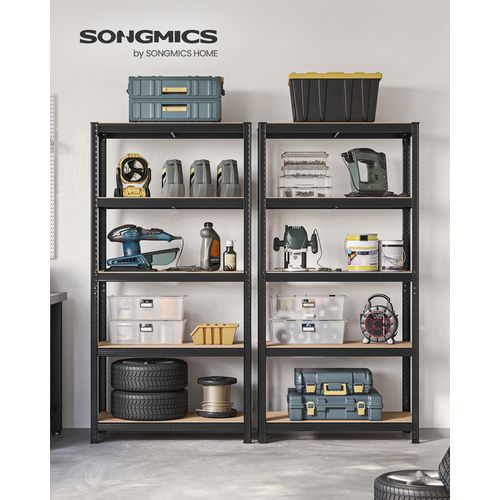 Étagère Chargeétagère Charge Lourde à 5 Niveaux, Lot De 2, Étagères De Garage, Noir