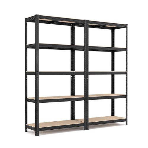 Étagère Chargeétagère Charge Lourde à 5 Niveaux, Lot De 2, Étagères De Garage, Noir