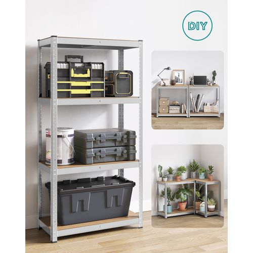 Étagère Charge Lourde, Lot De 2, 5 Étagères Réglables à Emboîtement, 40 x 80 x 160 cm, Argent